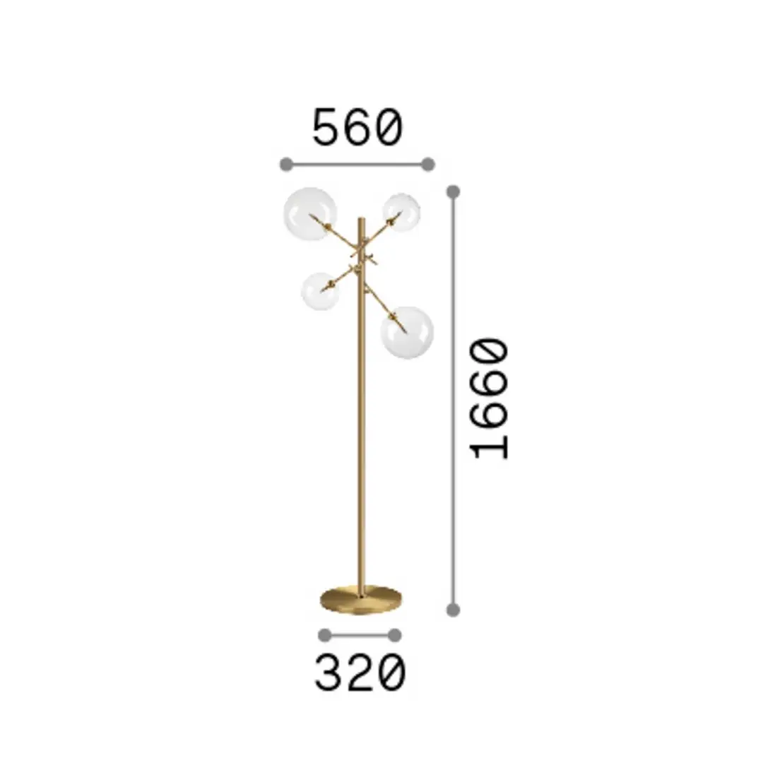 Ideal Lux Stehlampe Equinoxe, chrom/klar, Höhe 166 cm