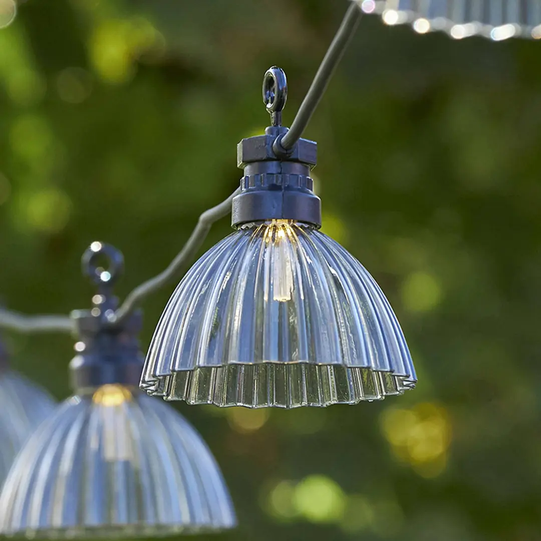 STAR TRADING LED-Lichterkette Circus Shade mit 12 Schirmen grau
