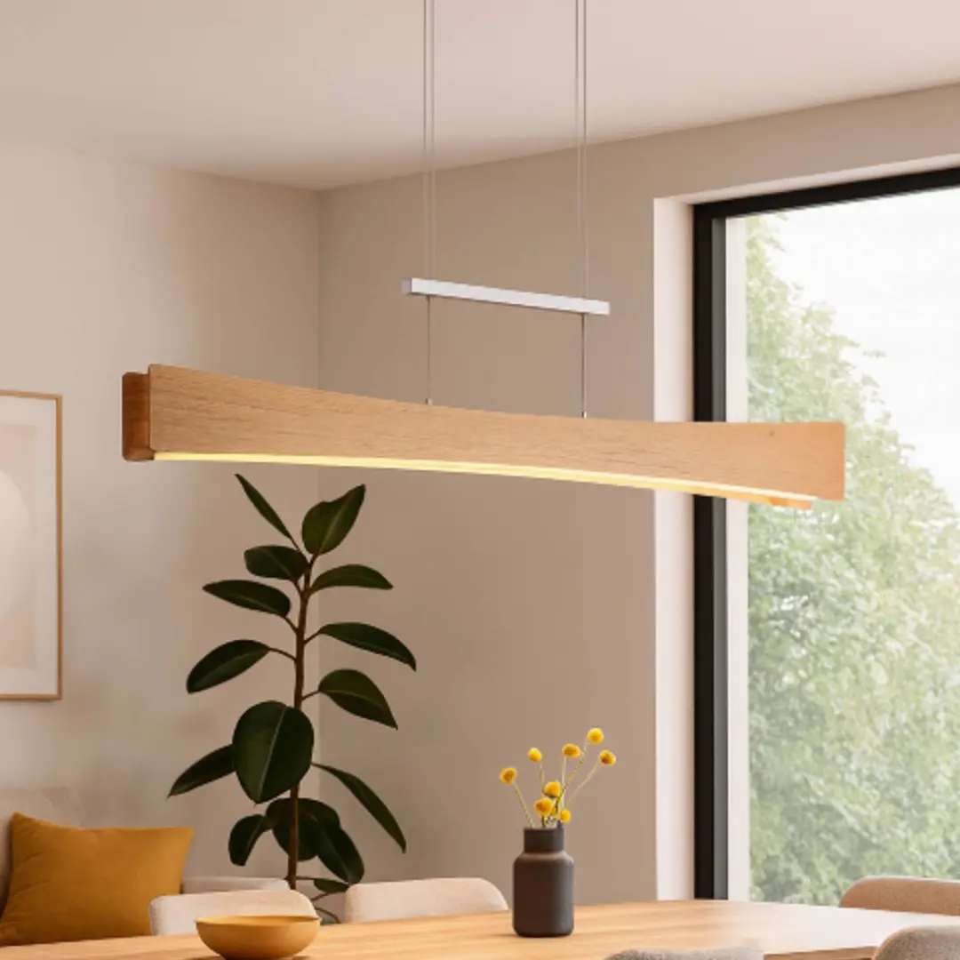 Elobra LED-Hängeleuchte Peru, eiche/nickel, Länge 116 cm