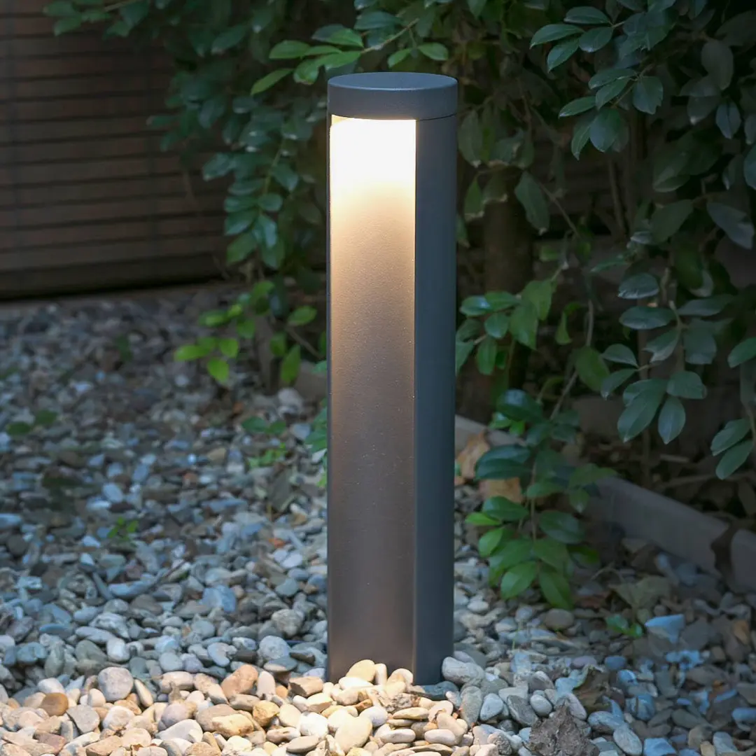 FARO BARCELONA LED-Sockelleuchte Chandra, dunkelgrau, Aluminium, Höhe 45 cm