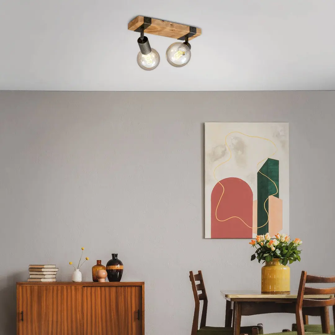 Briloner Deckenleuchte Wood Basic, zweiflammig