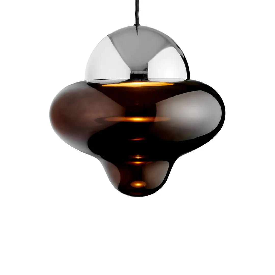 DESIGN BY US LED-Hängeleuchte Nutty XL, braun / chromfarben, Ø 30 cm