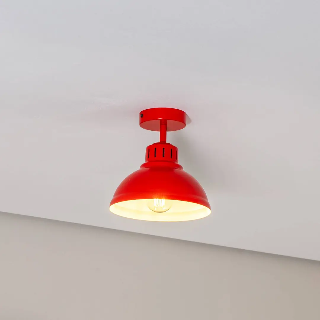 Luminex Deckenleuchte Sven, 1-flammig, rot, Stahl, E27