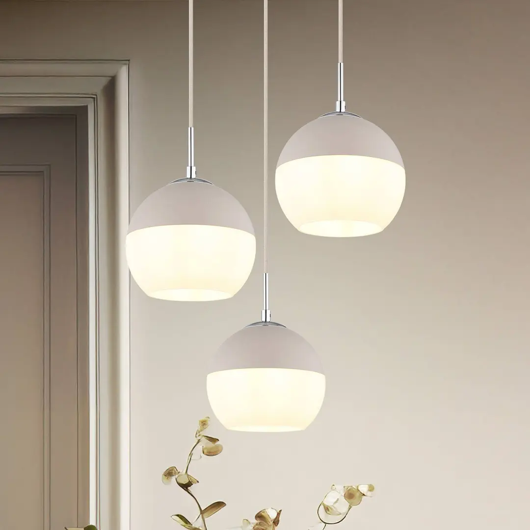 Globo Hängeleuchte Ragusa, Ø 42 cm sand/weiß, Metall/Glas, 3-flg.