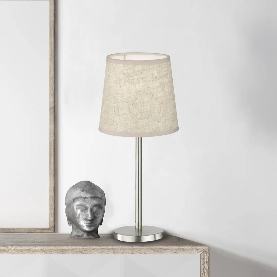 FISCHER & HONSEL Tischleuchte Rimini, sand/nickel, Textil, Höhe 30 cm, E14