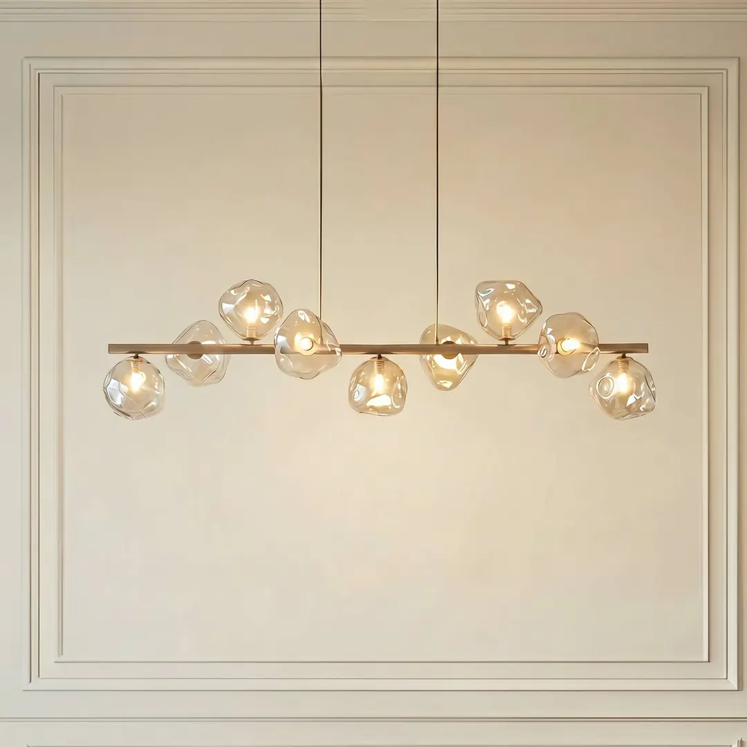 TK Lighting Hängeleuchte Lava, beige, 9-flammig, Glas, Länge 116 cm, G9