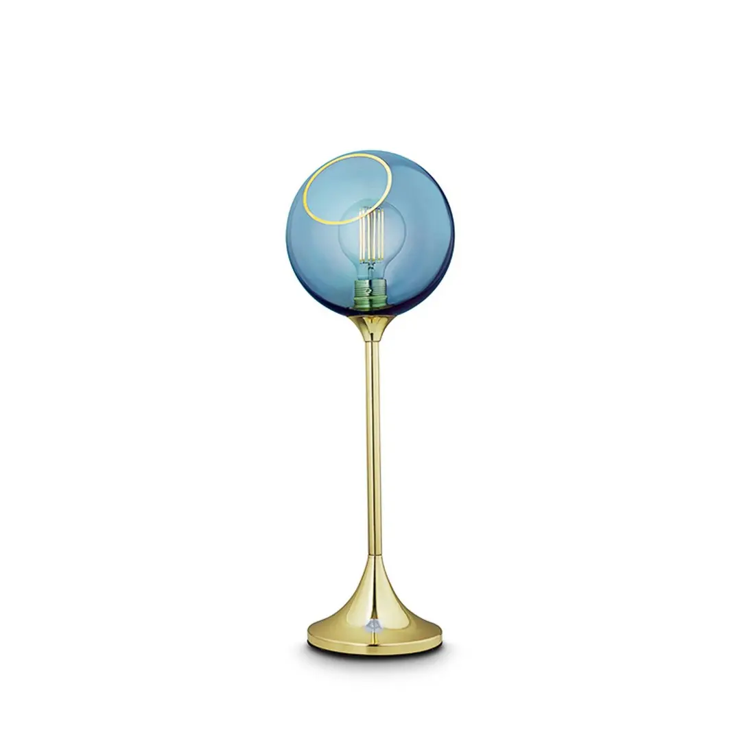 DESIGN BY US Tischleuchte Ballroom, blau, Glas, mundgeblasen, dimmbar