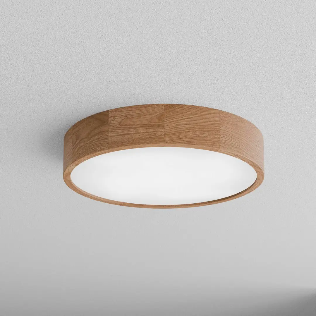 TEMAR LIGHTING Deckenleuchte Cleo DR475, IP54, Ø 47,5 cm, Eichenholz, E27