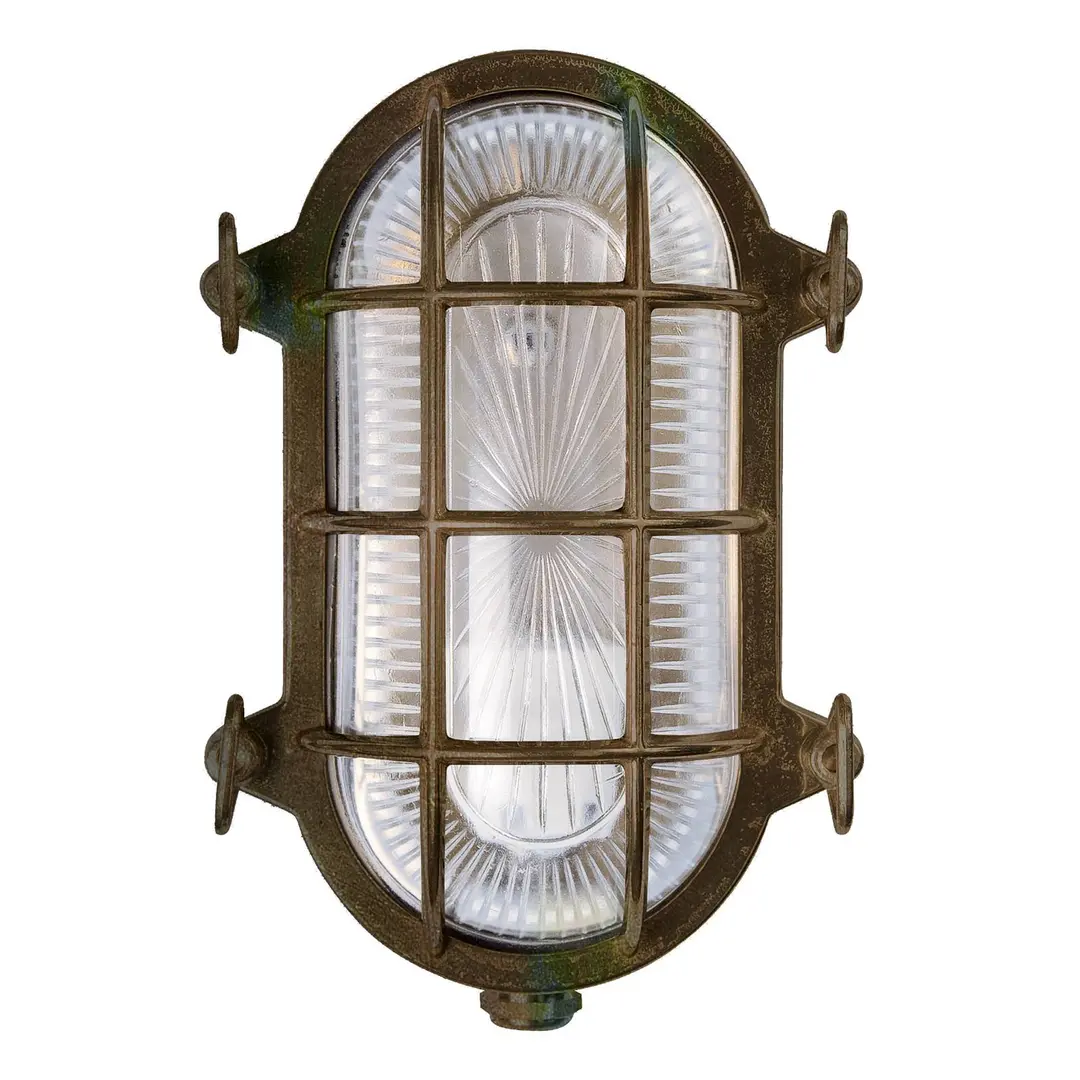 Moretti Luce Wandlampe Tortuga oval 22,5cm messing antik/klar
