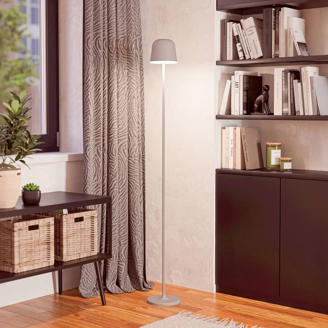 EGLO LED-Akku-Terrassenlampe Mannera-L, grau, Höhe 140 cm, Metall
