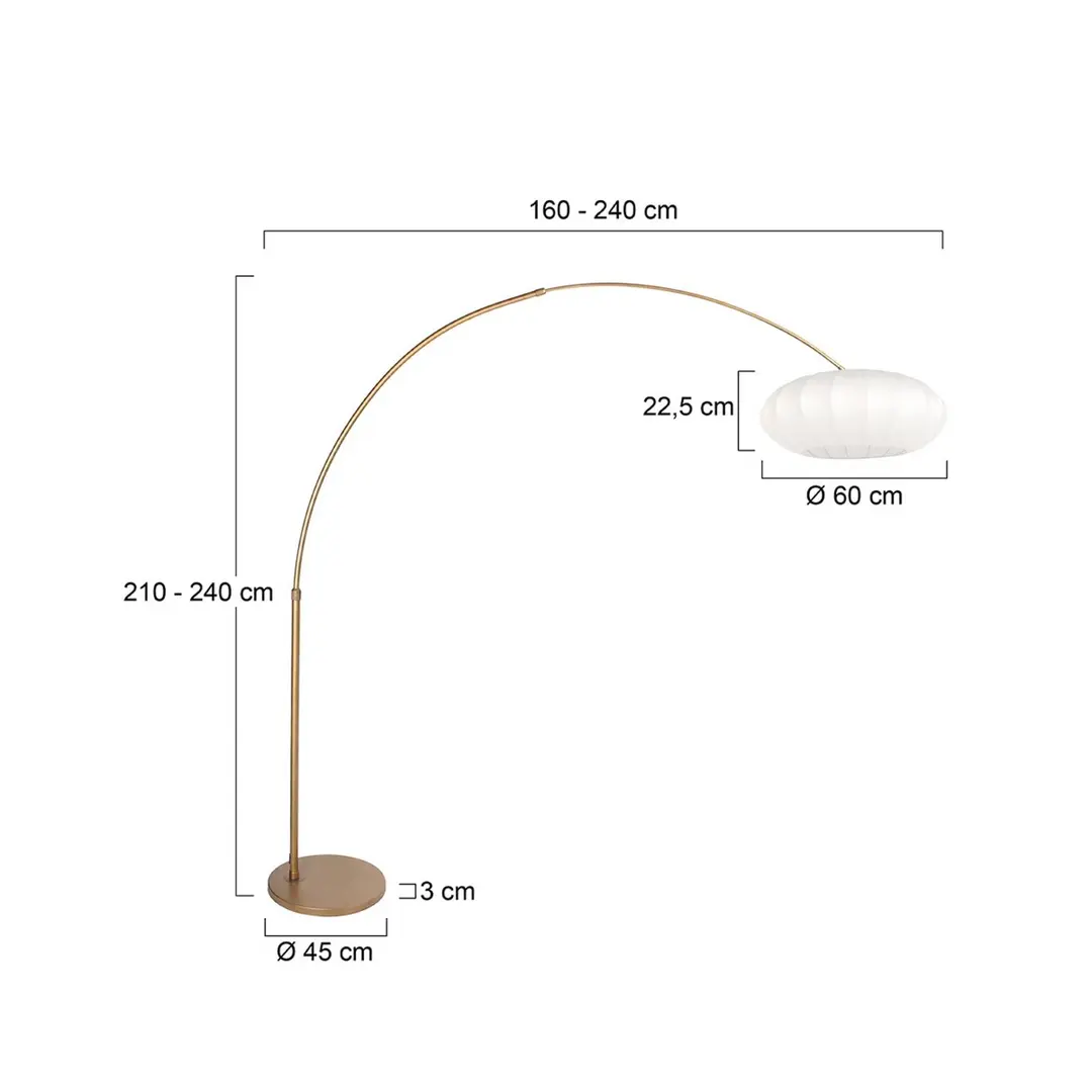 Steinhauer Bogen-Stehlampe Sparkled Light bronze/weiß, 240 cm, Seide