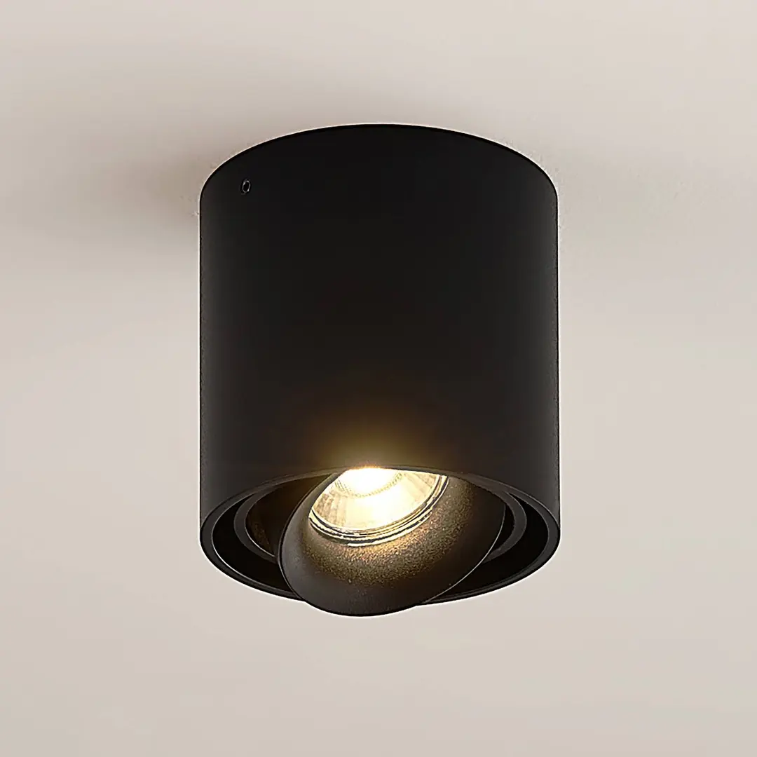 Arcchio Downlight Walza, schwarz, Metall, Ø 9 cm, GU10