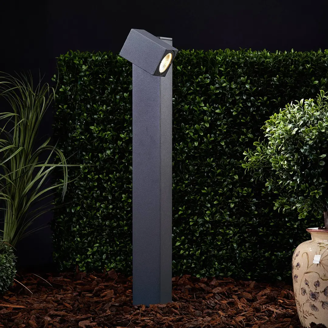 LUCANDE Lorik LED-Wegeleuchte mit flexiblem Kopf, grau