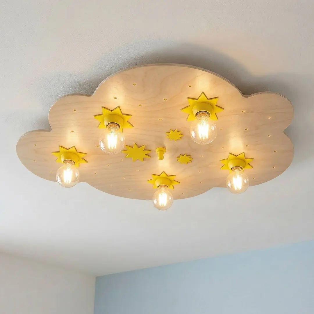 Elobra Deckenleuchte Sternenwolke, in Buche natur, 75 cm