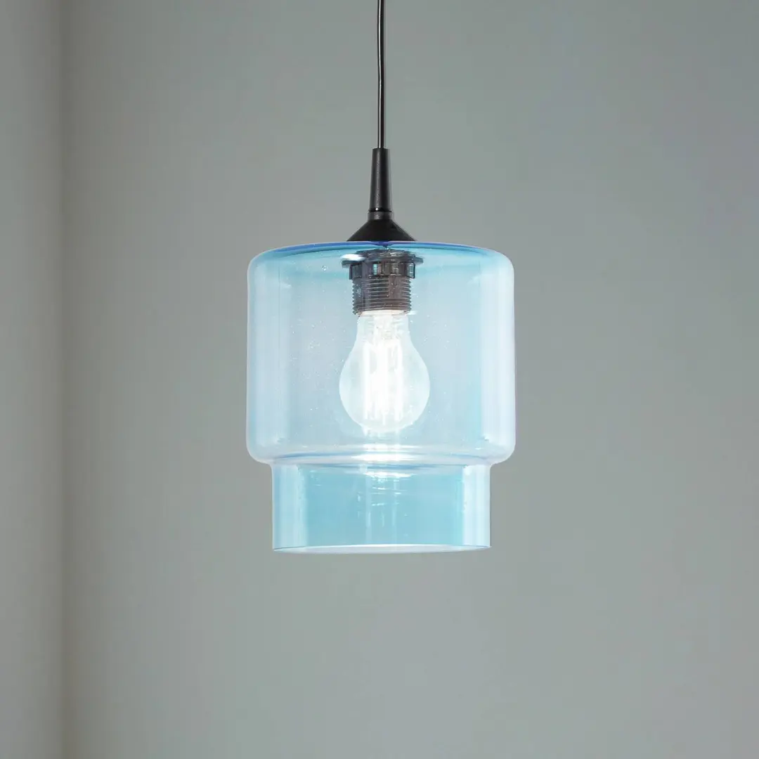 Argon Glas-Pendelleuchte Nesto, marineblau, Ø 18 cm, E27