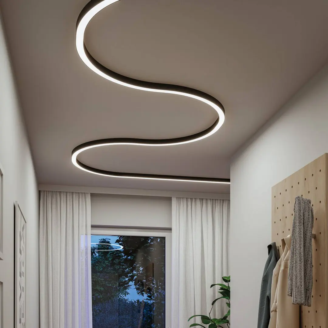 Paulmann LED-Lichtleiste Linion, schwarz, 90° Kurve, 3.000 K