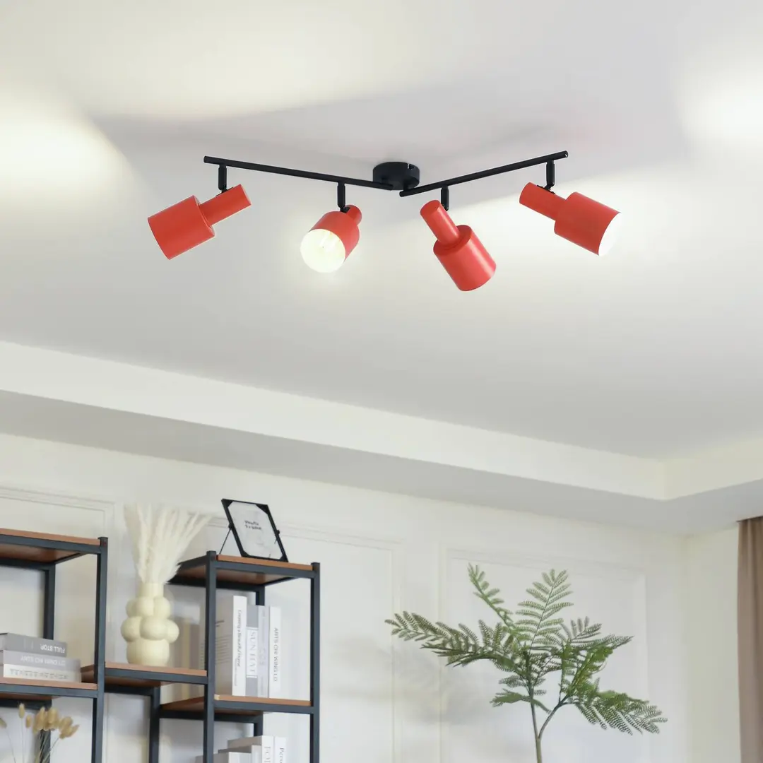 Lindby Deckenstrahler Ovelia, orange/schwarz, 4-flg., E27