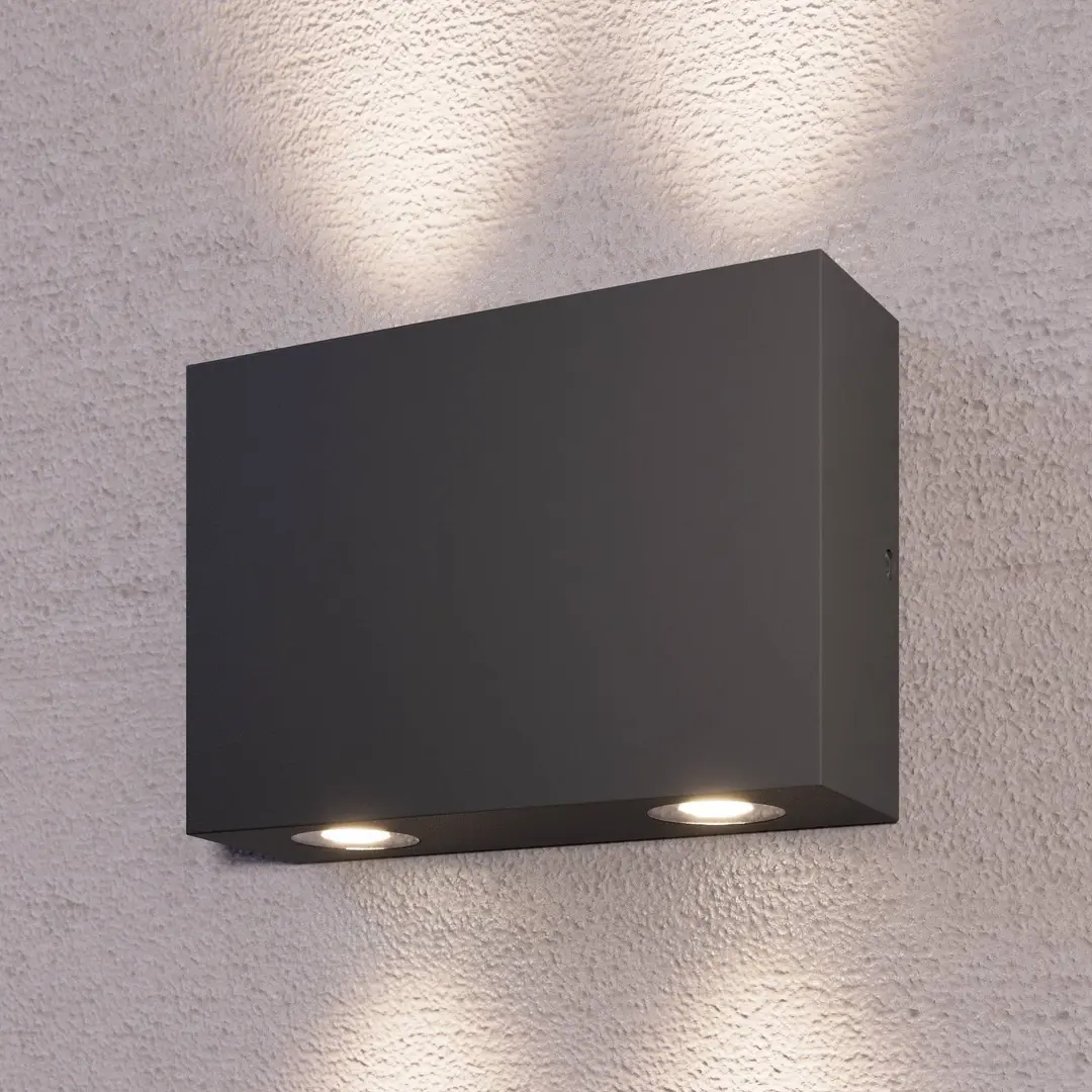 LUCANDE Eckige Außenwandleuchte Henor mit 4 LEDs