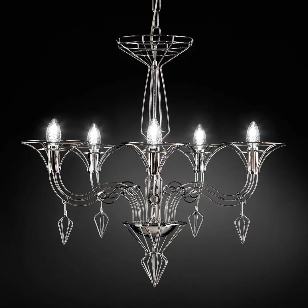 Metallux Kronleuchter Dedalo fünfflammig chrom