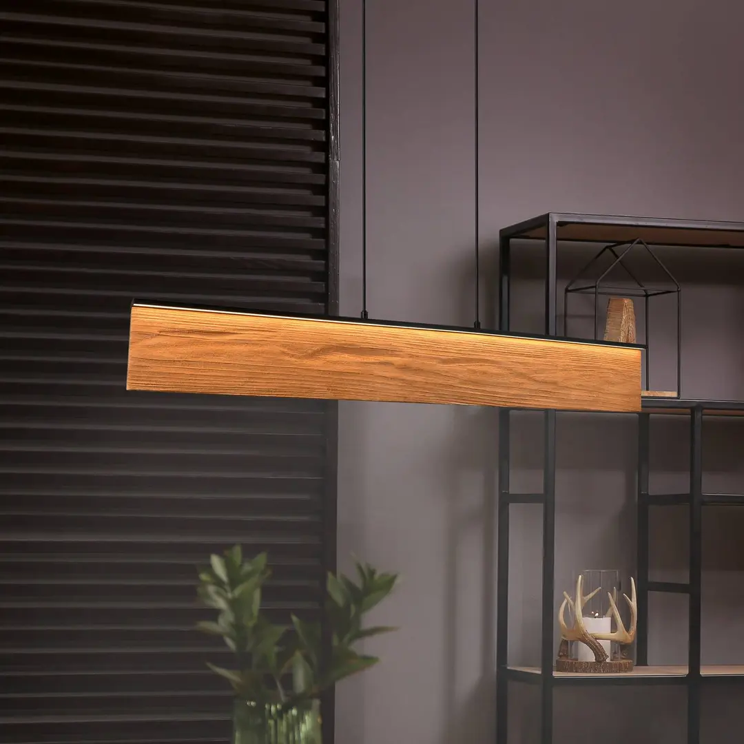 Trio Lighting LED-Hängelampe Kalea, Länge 110 cm, holzfarben, Holz