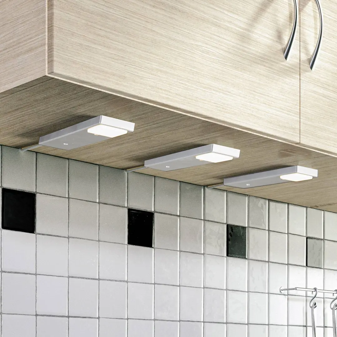 Lindby Amaryll LED-Unterbauleuchte, 3er-Set silber