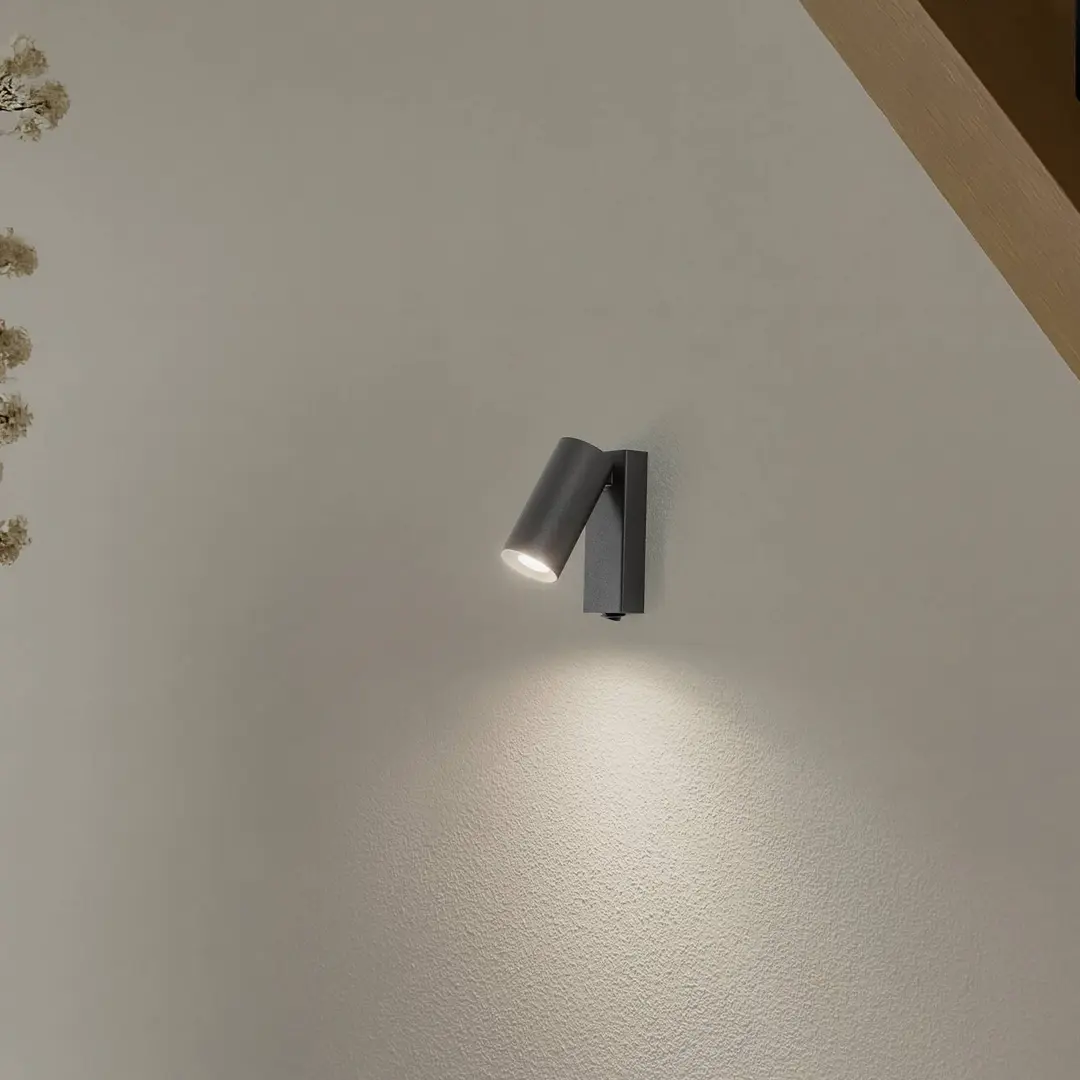 Nowodvorski Lighting Wandstrahler FOURTY, dunkelgrau, Höhe 17 cm, Metall, GU10