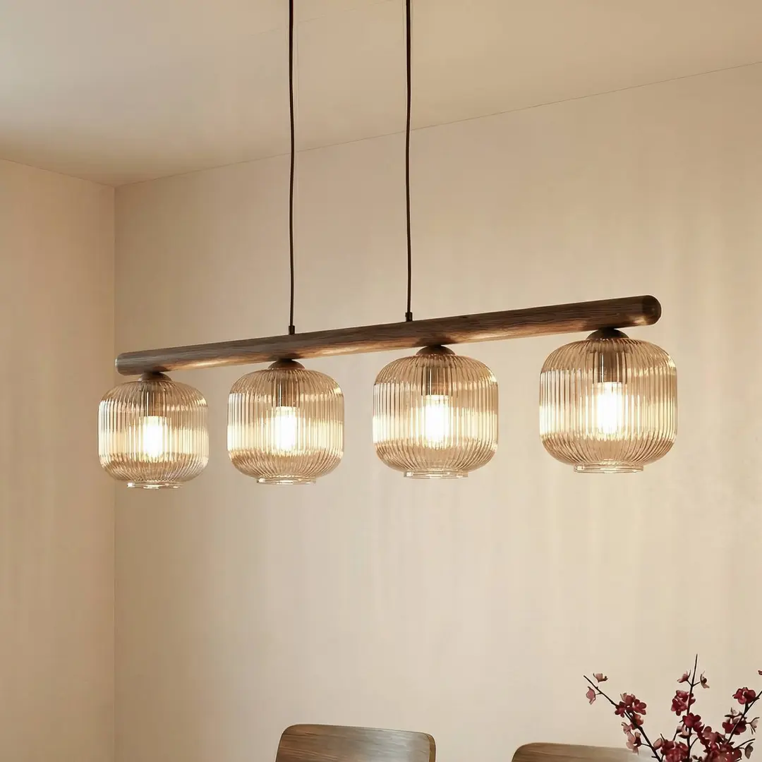 TK Lighting Pendelleuchte Salvia, braun/cognac, Glas, Länge 95 cm, E14