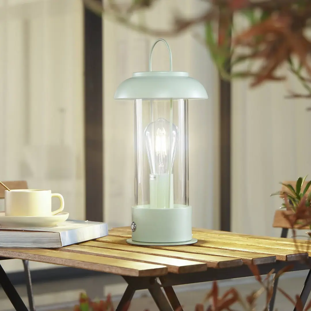 Lindby LED-Akkutischleuchte Yvette, grün, IP44, Touchdimmer