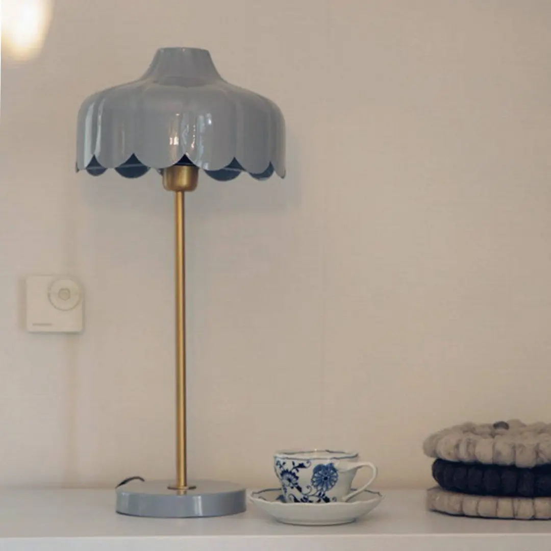 PR Home Tischleuchte Wells, blau/goldfarben Höhe 50 cm