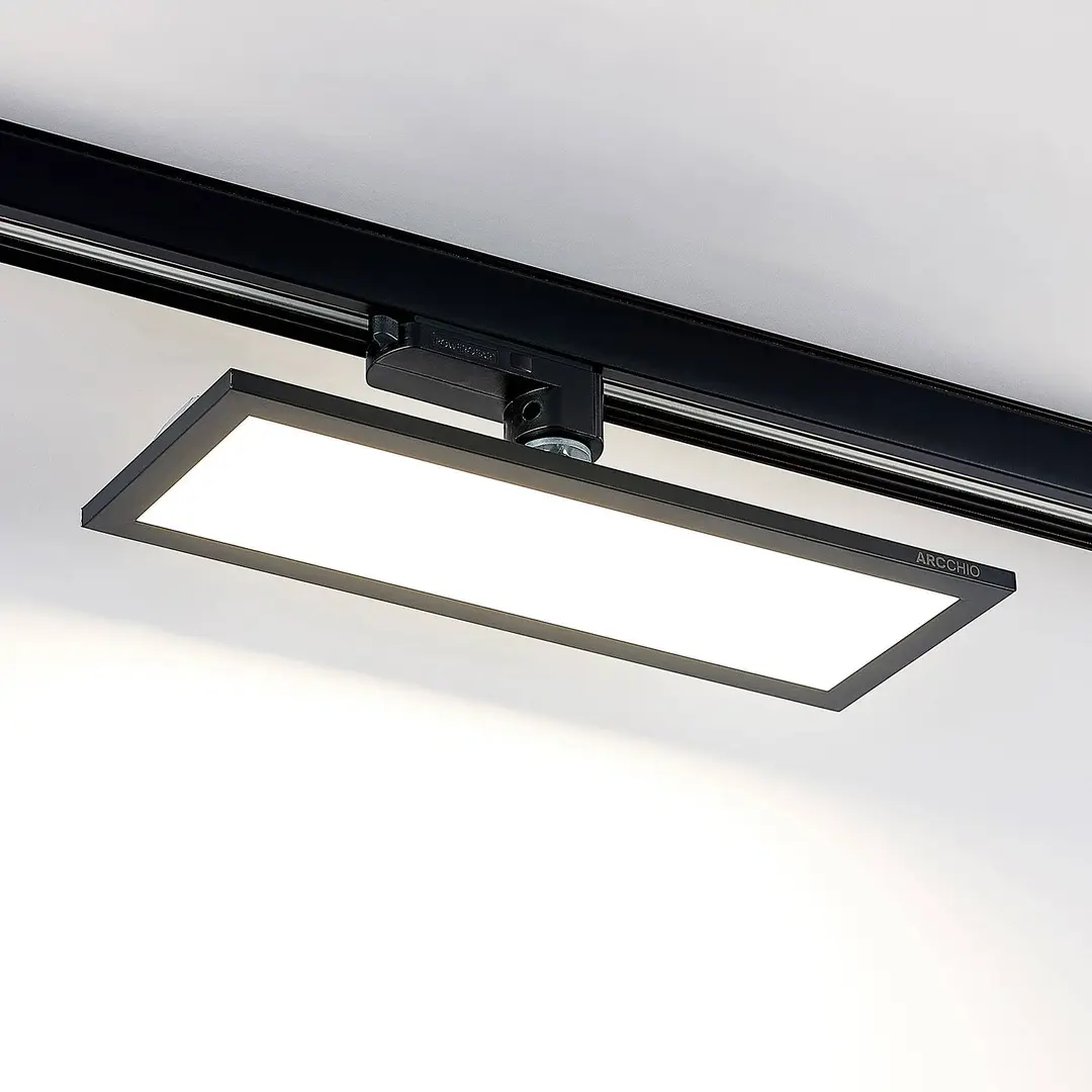 Arcchio LED-Panel Hairis, schwarz, 4.000 K, 30 cm, 3-Phasen