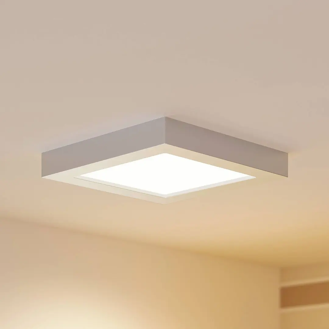 Prios LED-Deckenleuchte Alette, silber, 22,7cm, 18W, dimmbar