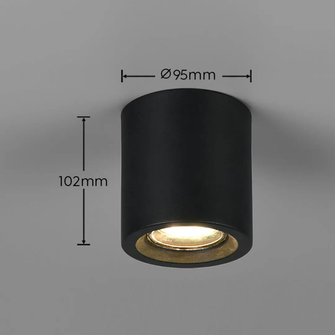 Trio Lighting Deckenlampe Biscotto, schwarz matt, Ø 9,5 cm, Metall, IP44