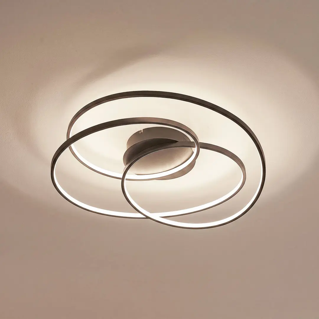 Lindby LED-Deckenleuchte Kateryna, schwarz, Ø 60 cm, dimmbar