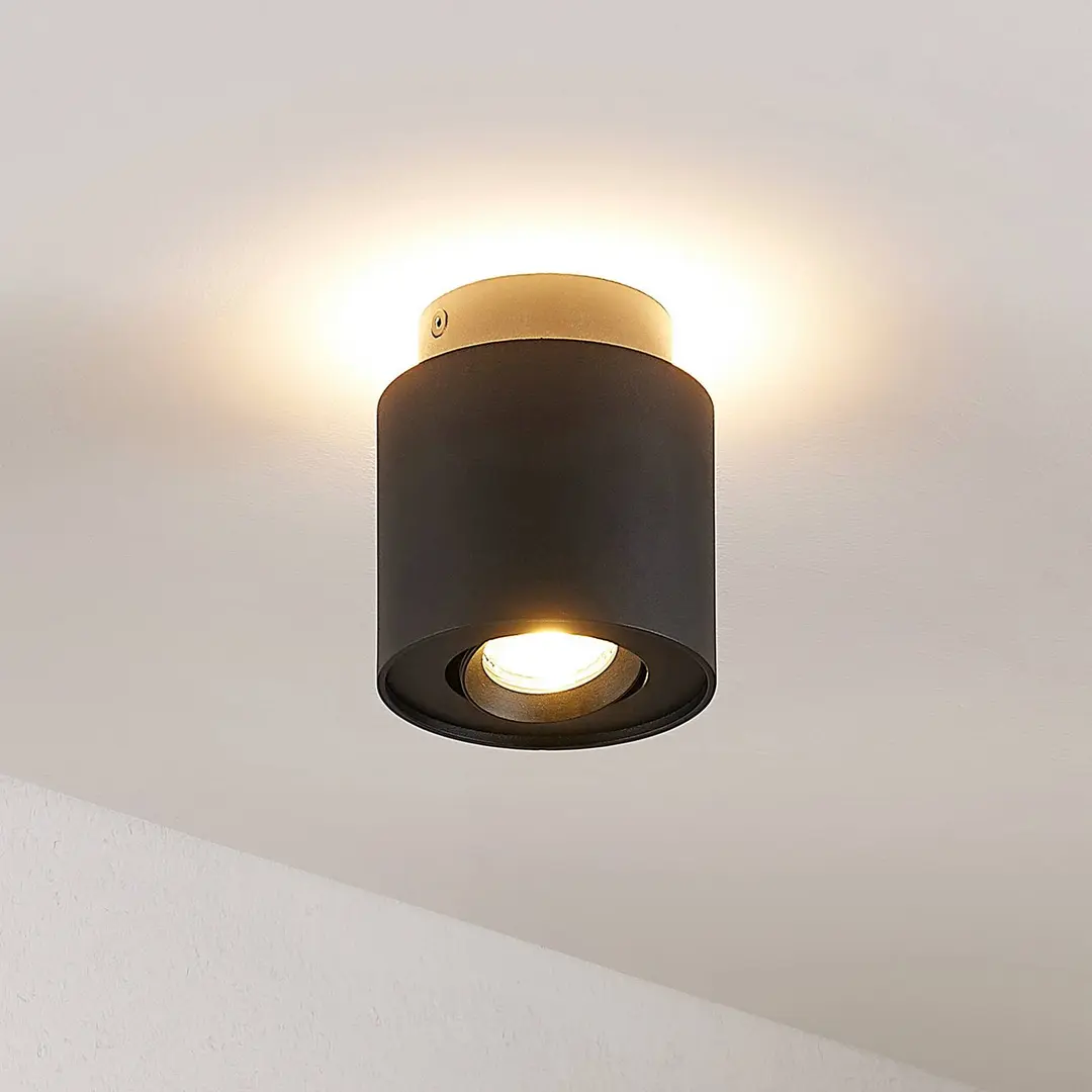 Arcchio Deckenlampe Walisa, Ø 10 cm, schwarz, Metall, GU10