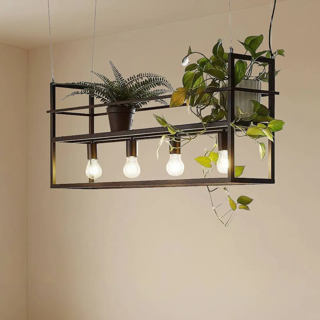 Lindby Hängeleuchte Grisela, Regal, schwarz, Metall, 120 cm