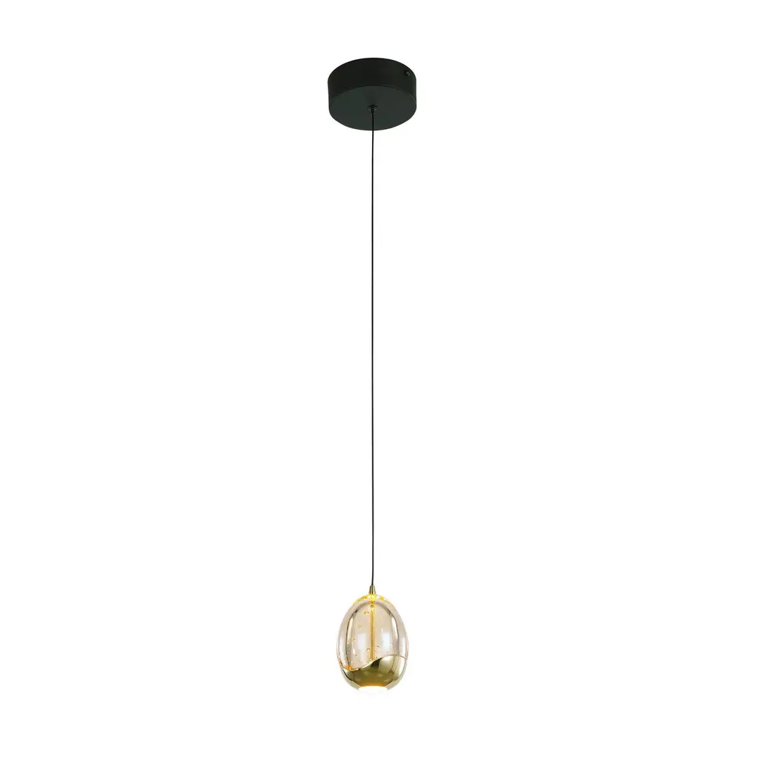 Highlight Hängeleuchte Golden Egg, amber/gold, Ø 13 cm, Glas/Metall