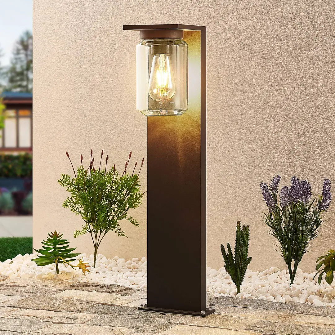 Lucande Wegeleuchte Semka, 65 cm, anthrazit, Glas, Aluminium
