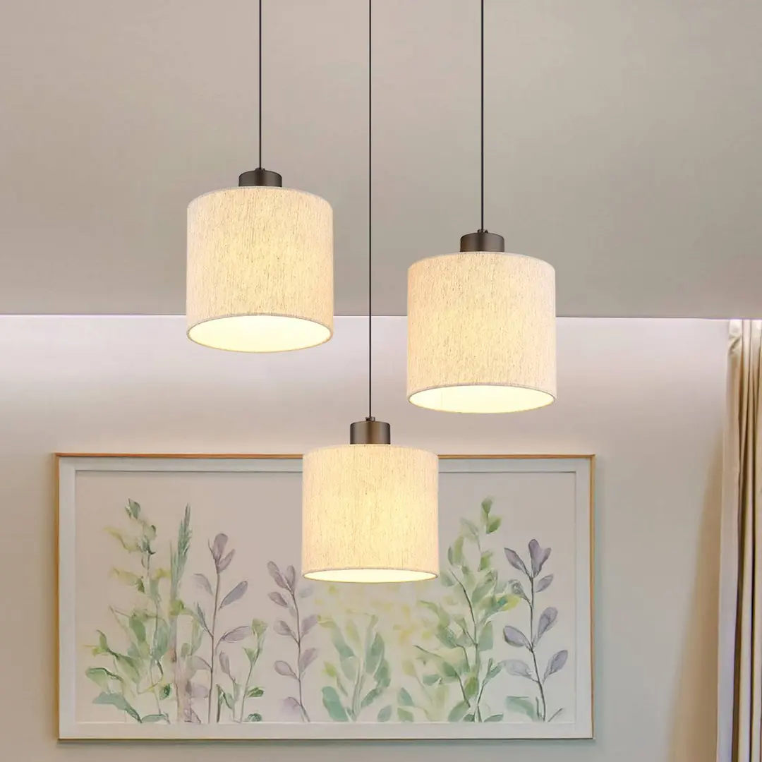 Globo LED-Hängelampe Thea, Ø 49 cm, 3-flg., creme/schwarz matt