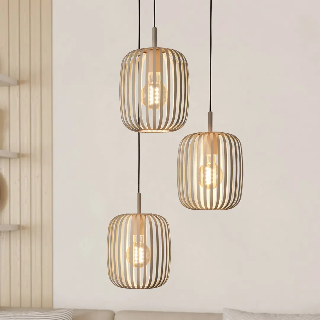 EGLO Hängeleuchte Romazzina, Ø 46 cm, sandfarben, 3-flg., Stahl