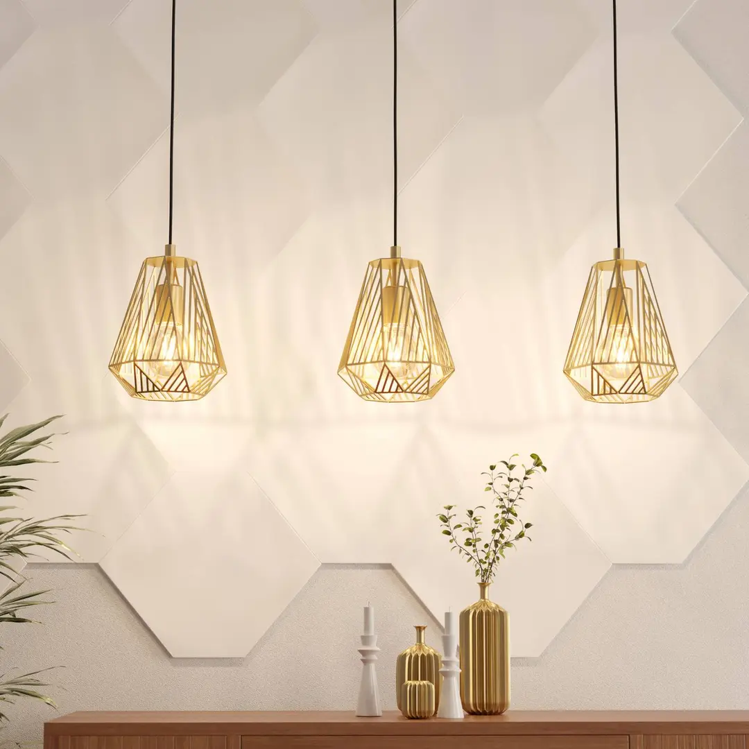 EGLO Hängelampe Stype, goldfarben, Länge 96 cm, Stahl, 3-flg.