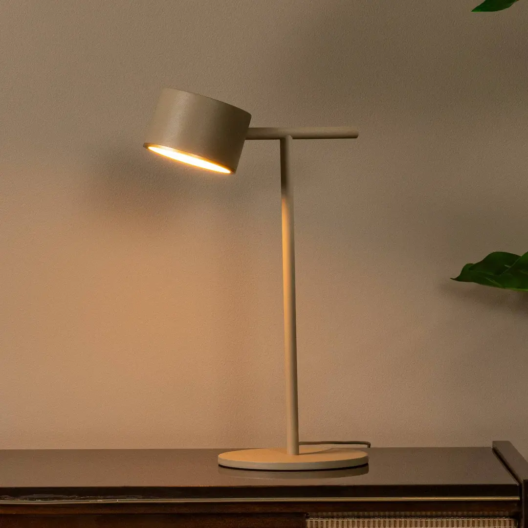Lucide LED-Tischlampe Gian, taupe, Höhe 40 cm, Metall
