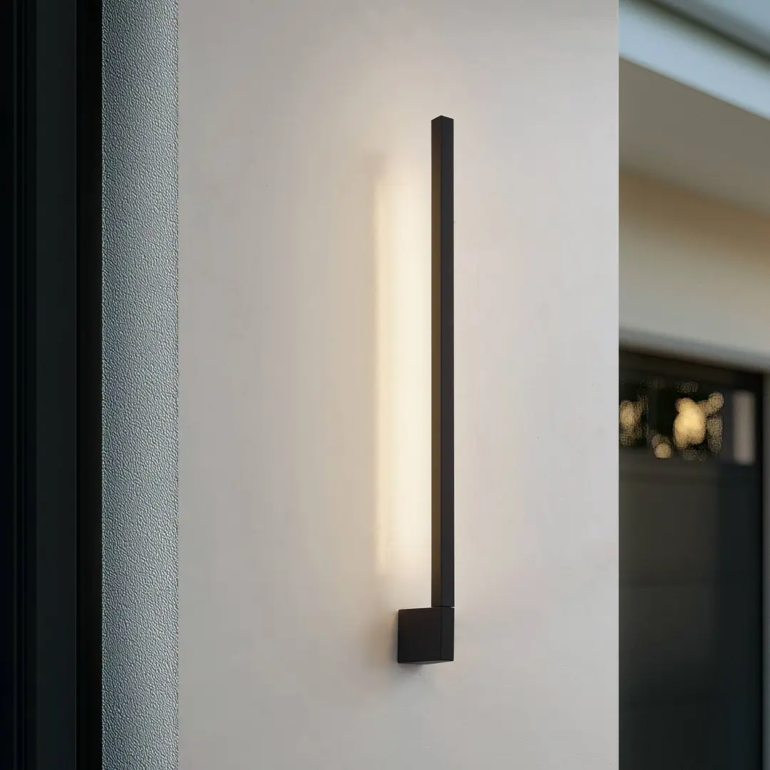 Lindby LED-Wandleuchte Neano, 80cm, schwarz, Metall, IP54