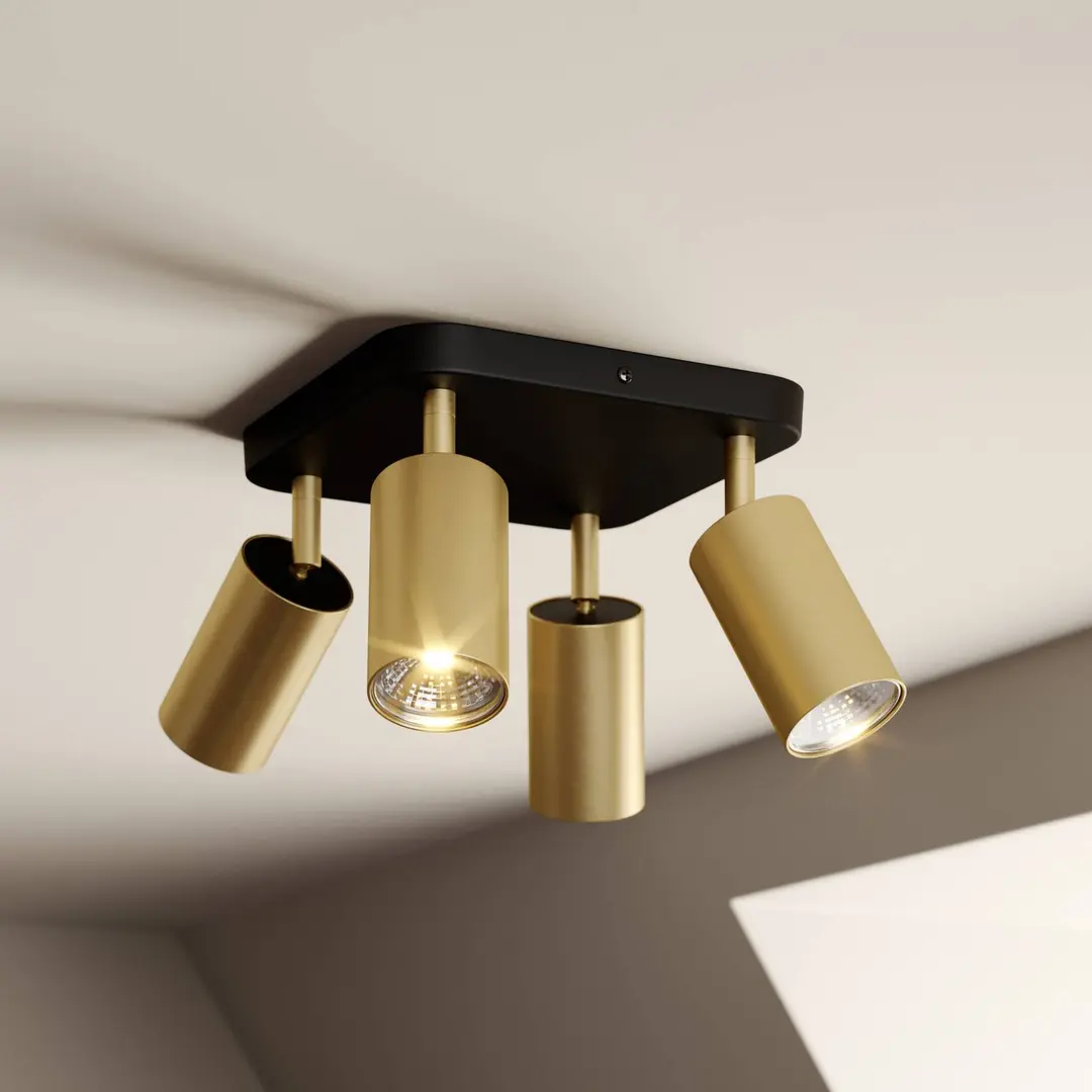 Nowodvorski Lighting Deckenlampe Eye Spot vierflammig, schwarz/messing