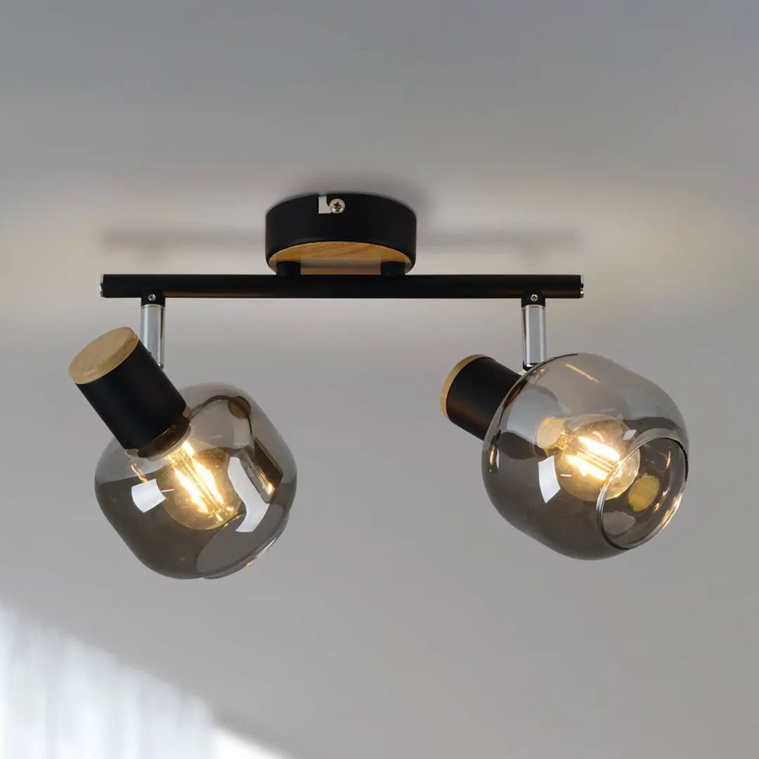 Naeve Leuchten Deckenleuchte 1350122 mit Rauchglas, zweiflammig