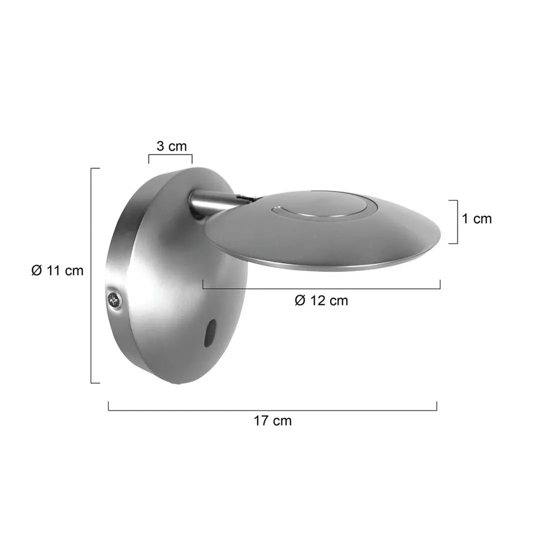 Steinhauer LED-Wandlampe Zenith 2, stahlfarben, CCT, Metall, Stecker