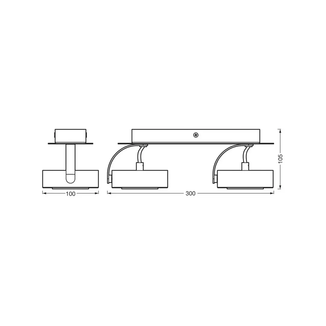 OSRAM LED-Deckenstrahler VENUS, weiß, 2-flg., Metall 3.000 K