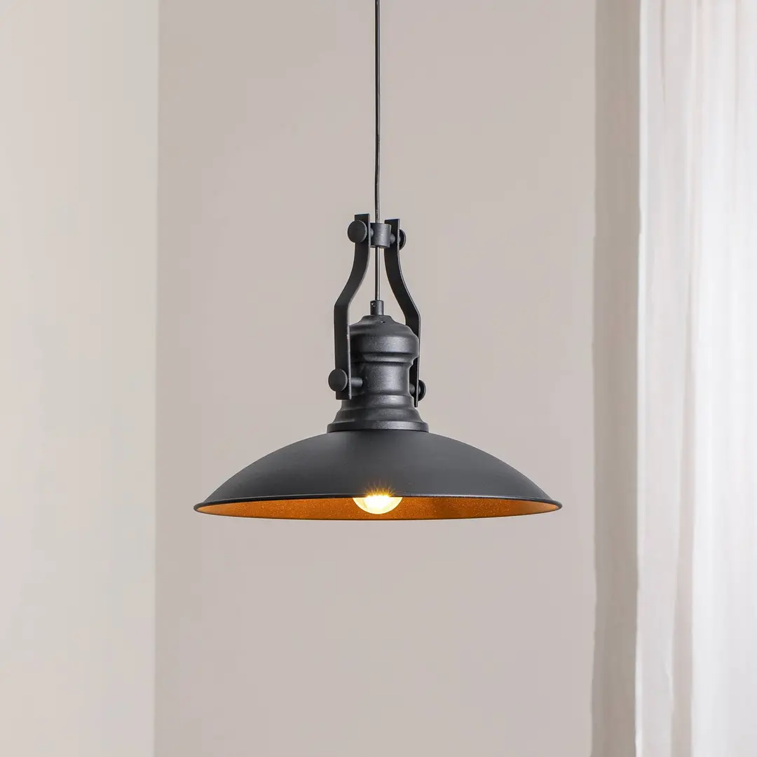 ROYALTECH Hängeleuchte Fimda, schwarz, Ø 41 cm, Metall, E27