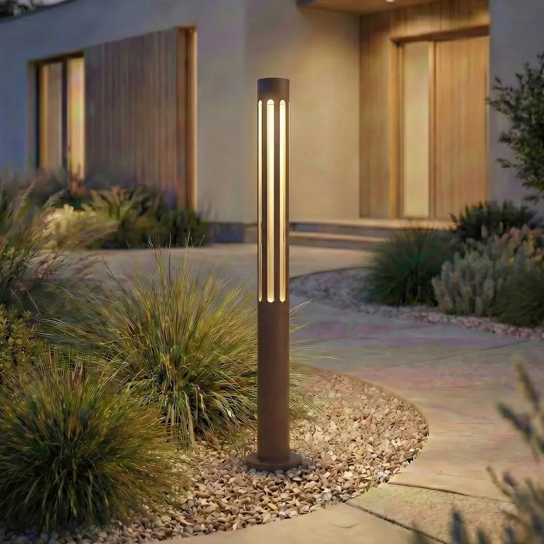 Lindby LED-Wegeleuchte Fjorya, Höhe 60 cm, braun, IP65
