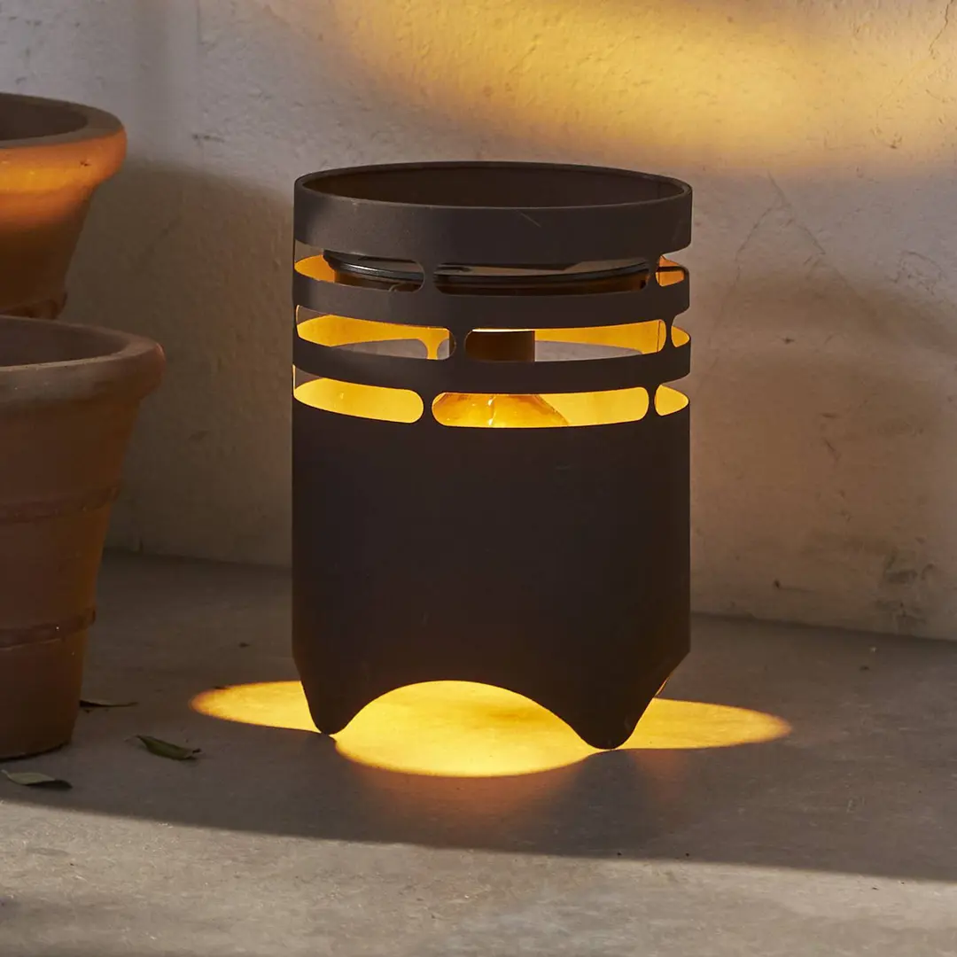 STAR TRADING LED-Solarleuchte Marron, Höhe 25 cm, braun, Metall, USB-C