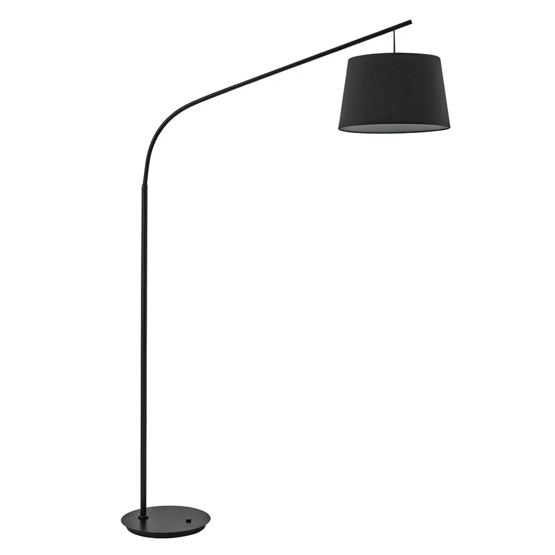 IDEAL LUX Bogenlampe Daddy mit Textilschirm, schwarz